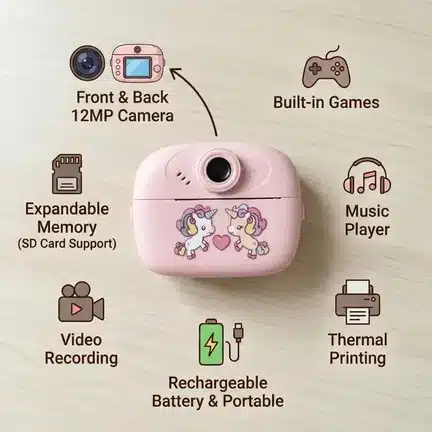 Kids Unicorn Instant Print Camera