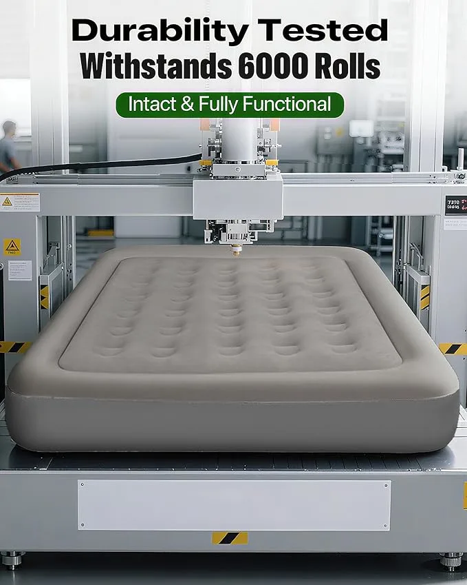 Air Mattress with Headboard , Fast Inflation/Deflation Inflatable Airbed , 9 Inches High Blow Up Bed with Comfortable Flocked Top for Home Guest Travel Camping