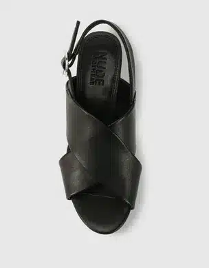 Sherrif Shoes Black Casual Back Strap Open Toe Sandals