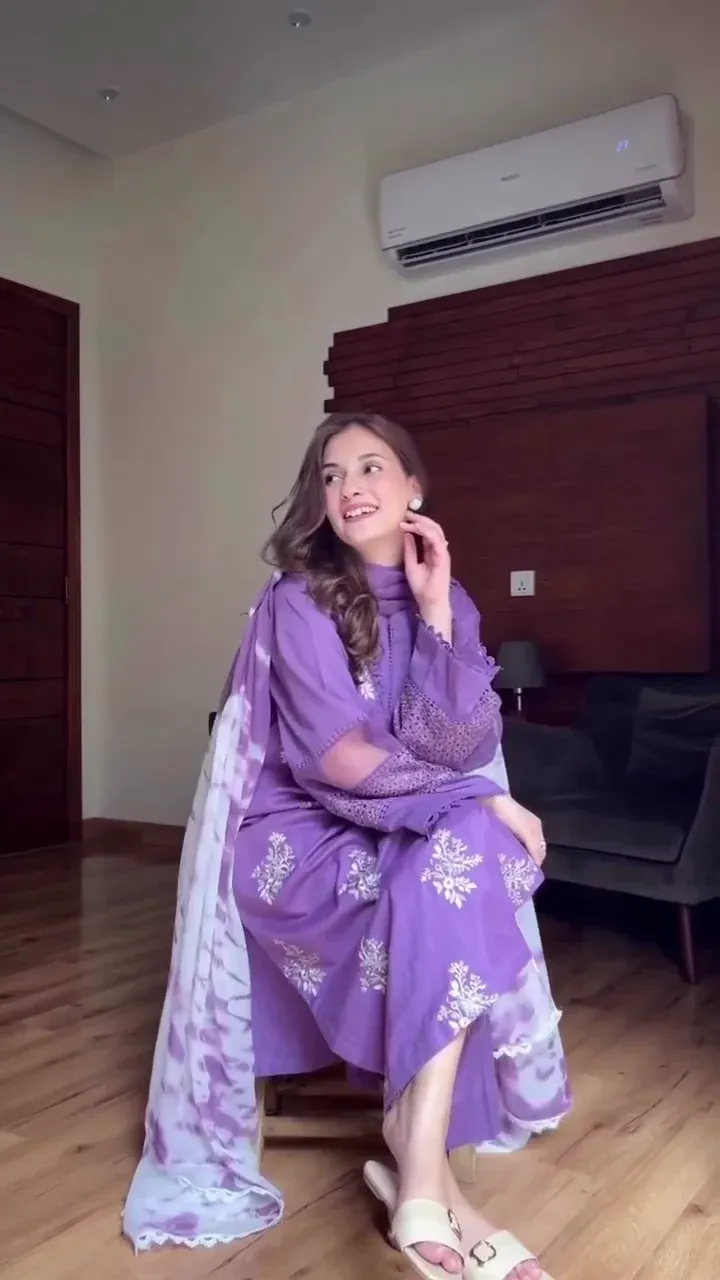 Elegant Purple Ethnic Suit with Tie-Dye Dupatta