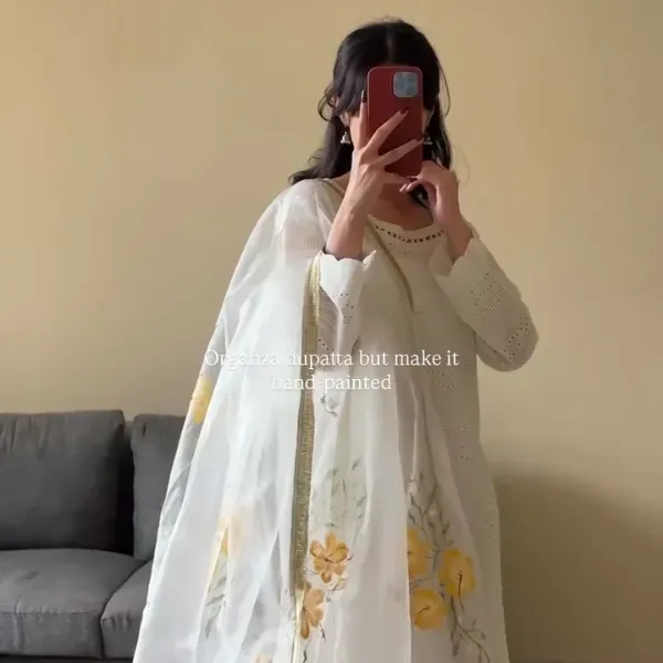 Elegant White Cotton Kurta Set