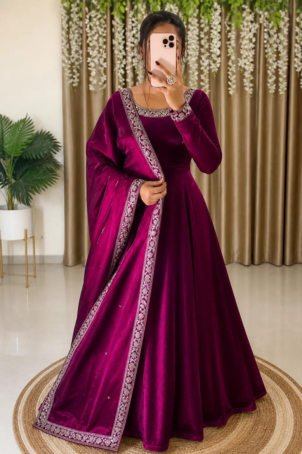 Women’s Designer Anarkali Gown with Dupatta