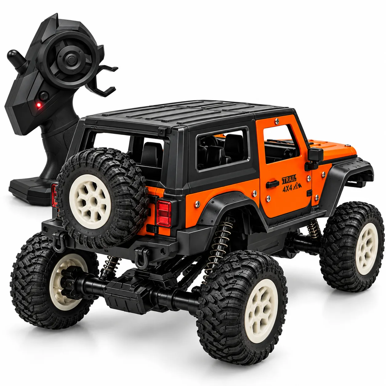 Orange & Black Off-Road RC Jeep with Large Tyres & Remote Control