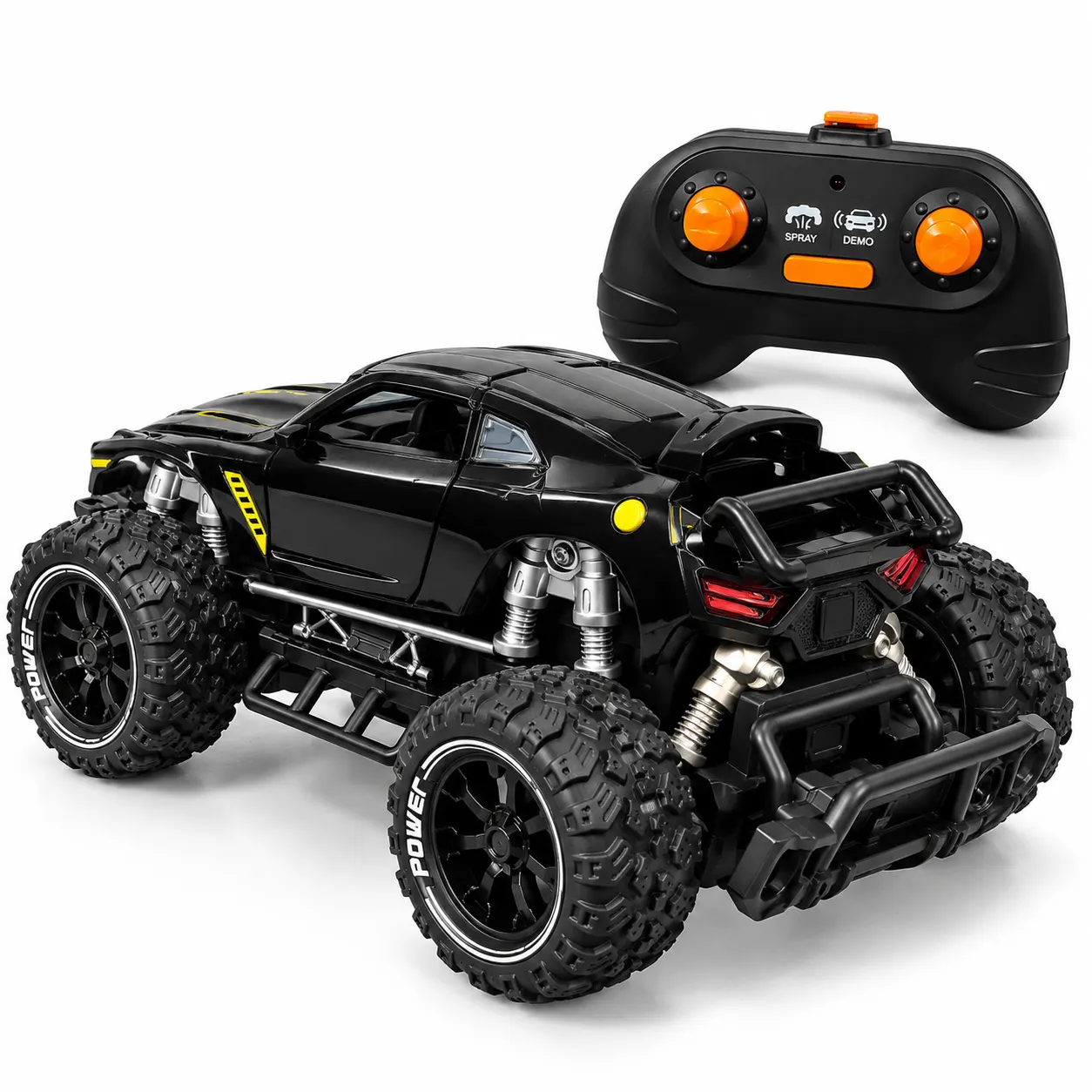 Black RC Off-Road Stunt Car with Large Tyres & Remote Control