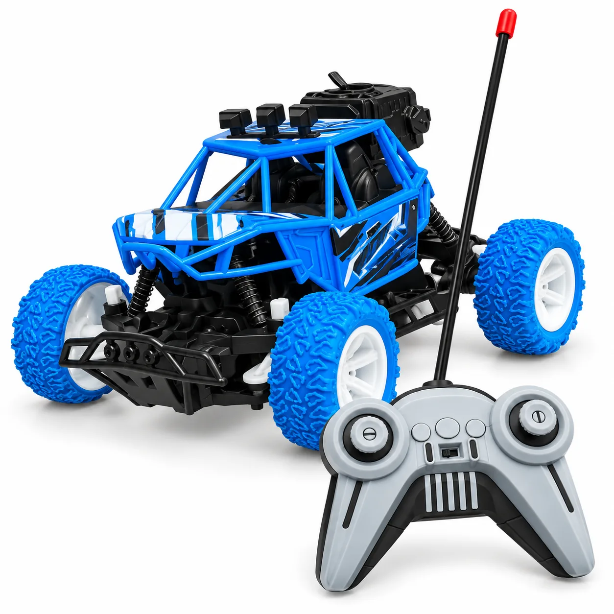 Blue Rock Crawler RC Jeep with Oversized Tyres & Remote Control