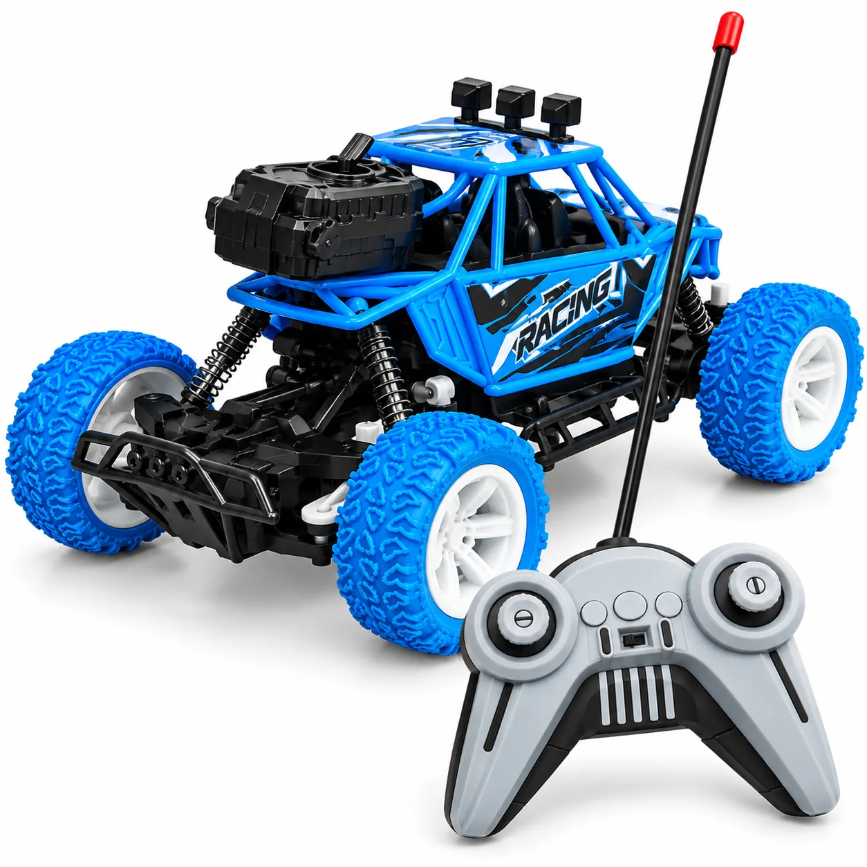 Blue Rock Crawler RC Jeep with Oversized Tyres & Remote Control