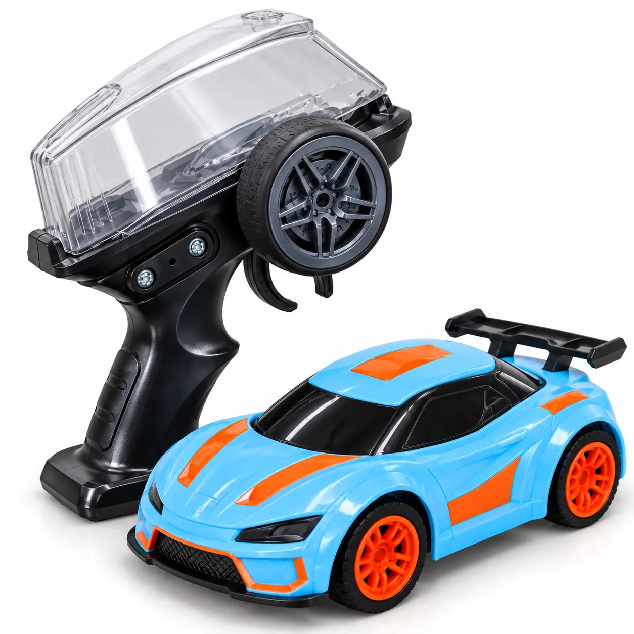 Blue Mini Racing RC Car with Pistol Remote Control