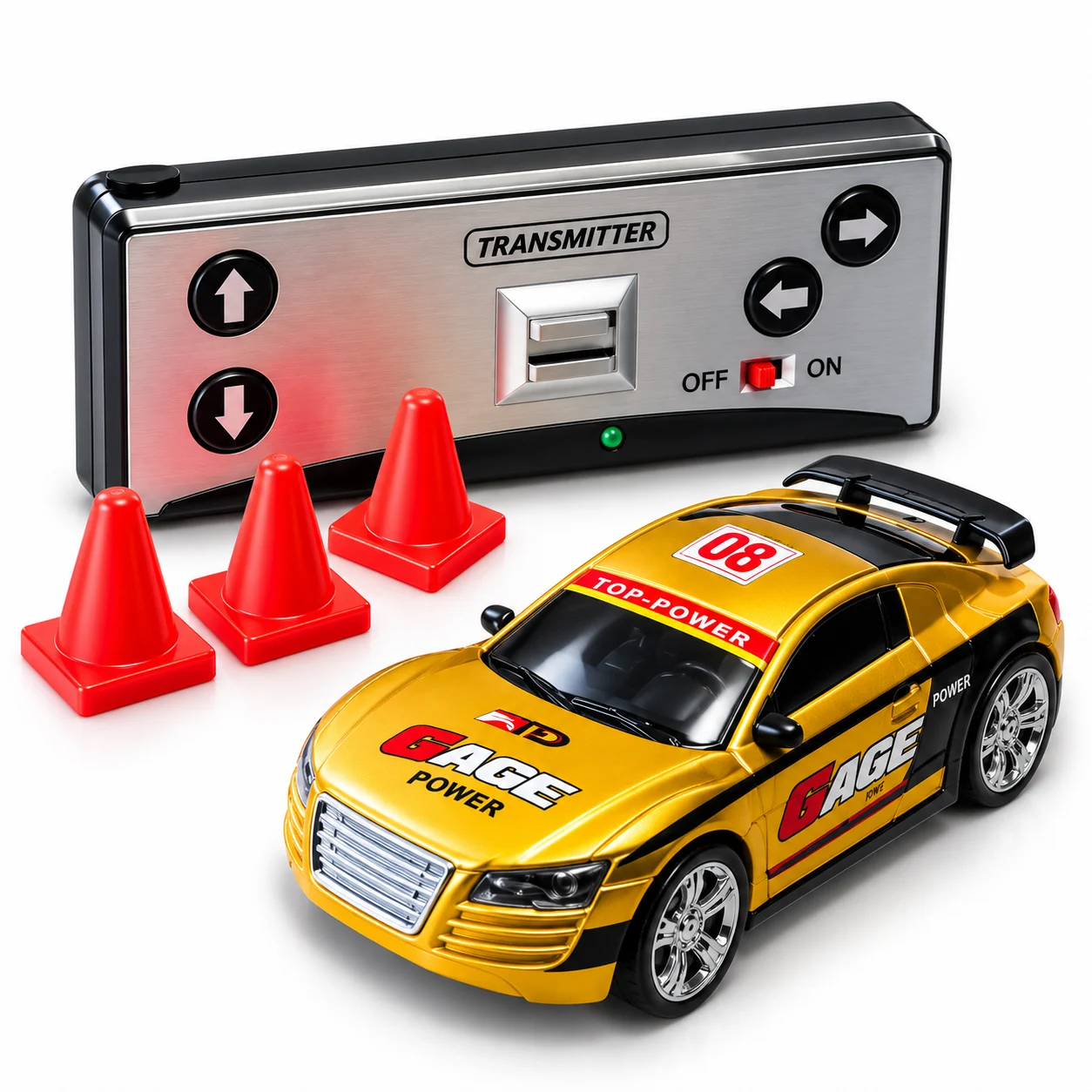 Golden Racing RC Car with Remote Control & Traffic Cones