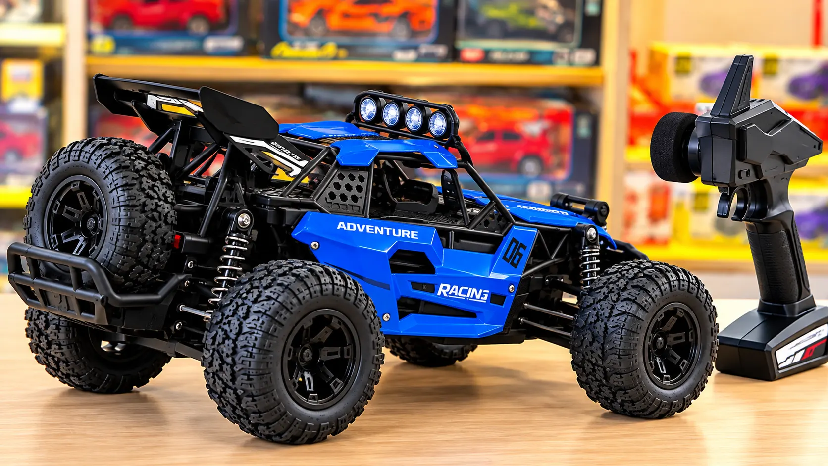 Blue Adventure Buggy RC Car with Oversized Tyres & Remote Control