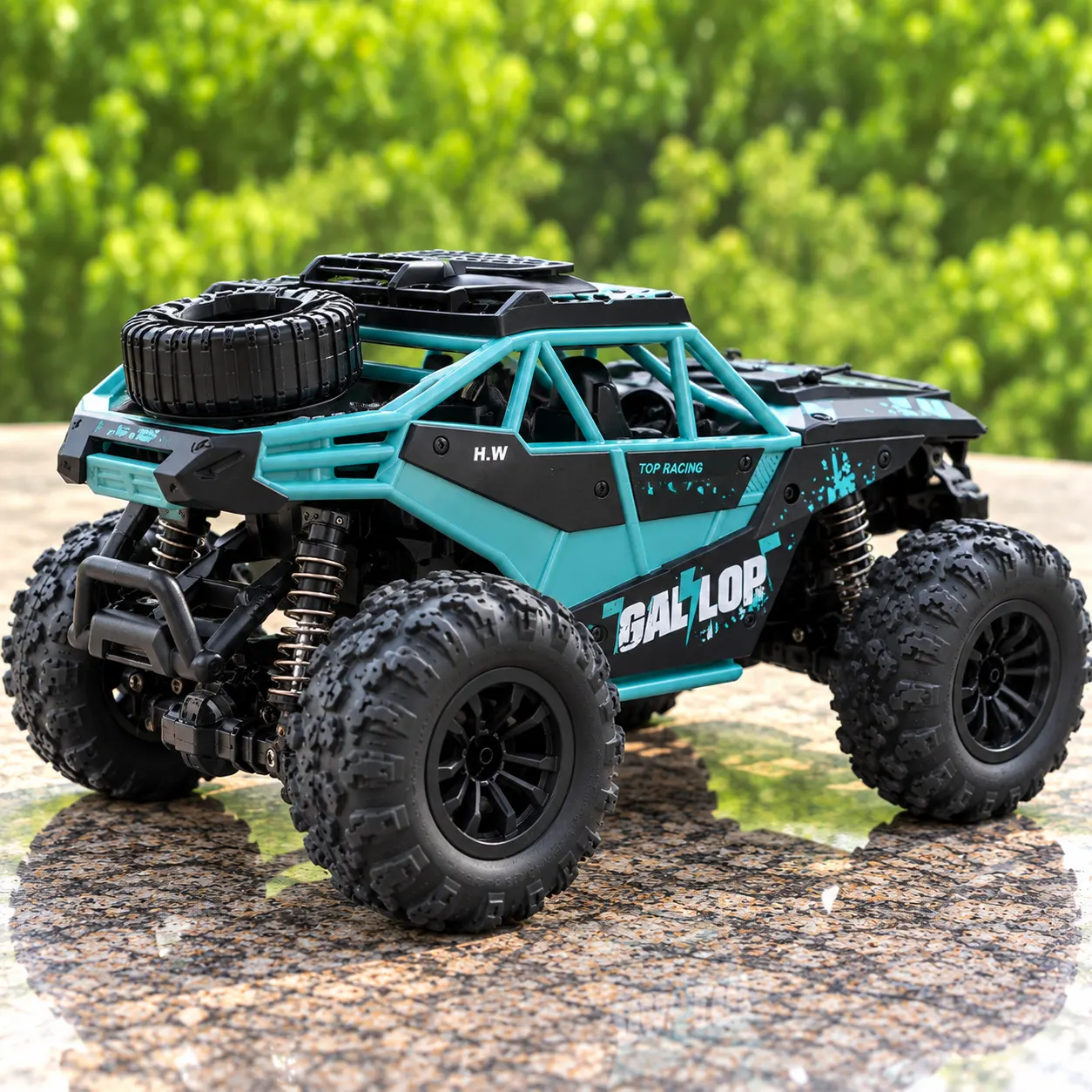 Black & Teal Extreme Off-Road RC Buggy with Large Tyres & Remote Control