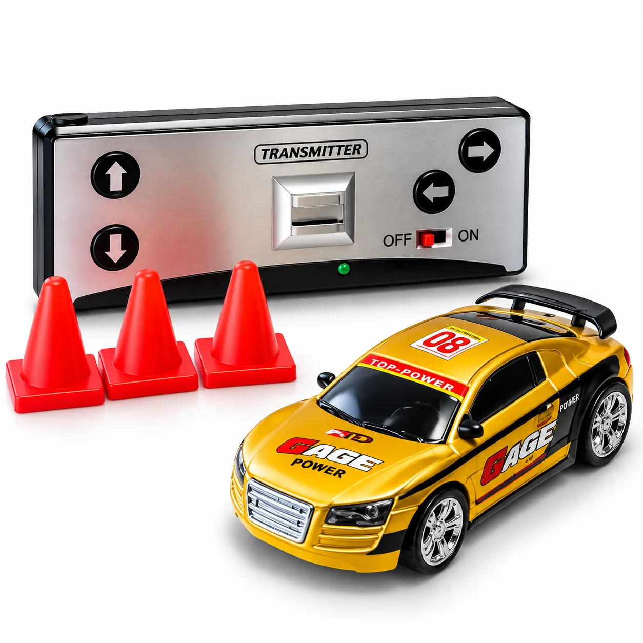Golden Racing RC Car with Remote Control & Traffic Cones