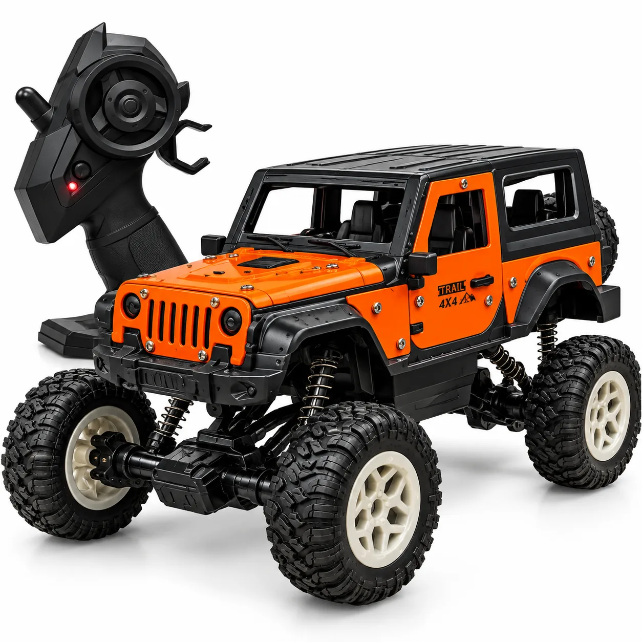Orange & Black Off-Road RC Jeep with Large Tyres & Remote Control