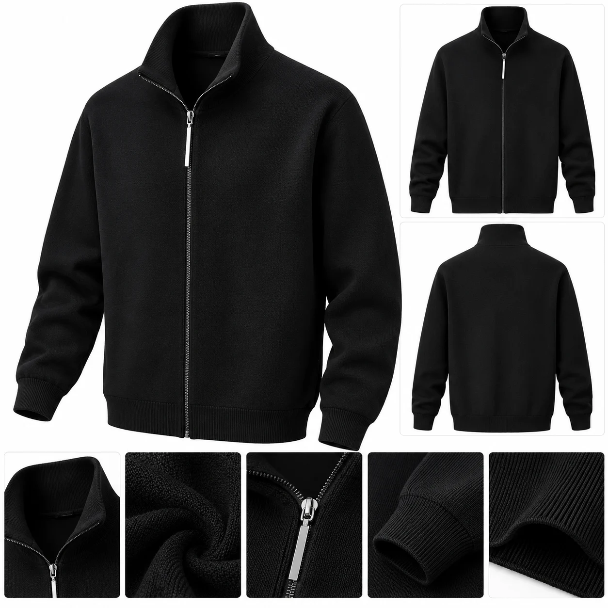 Men’s Black Full-Zip Casual Jacket
