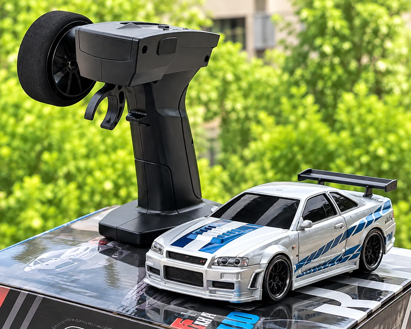 Silver Drift Racing RC Car with Pistol Remote Control