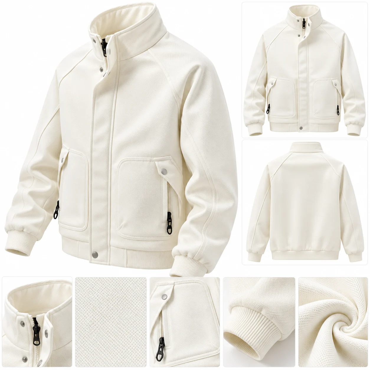 Men’s White Full-Zip Utility Jacket