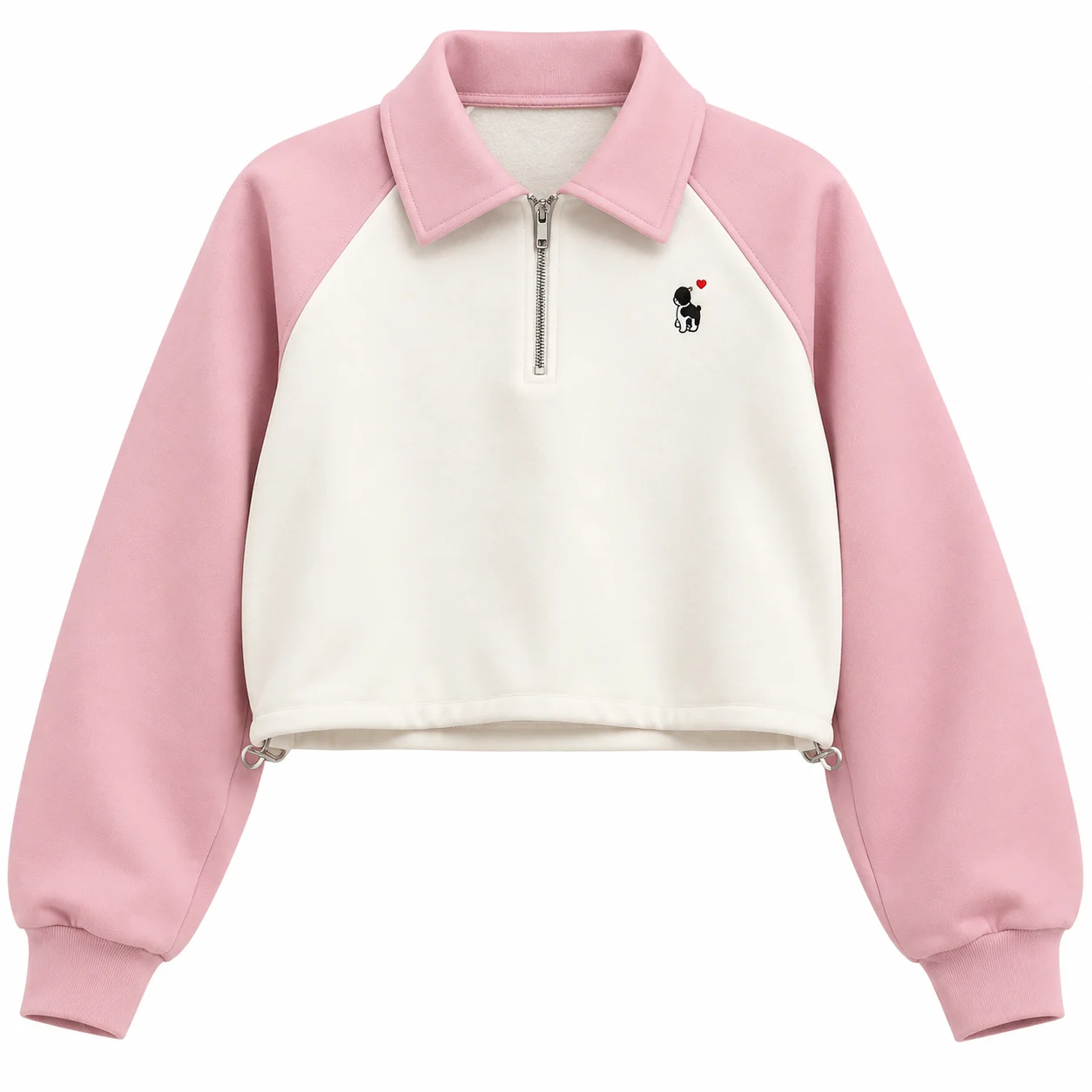 Women’s Pink & White Color-Block Half-Zip Sweatshirt