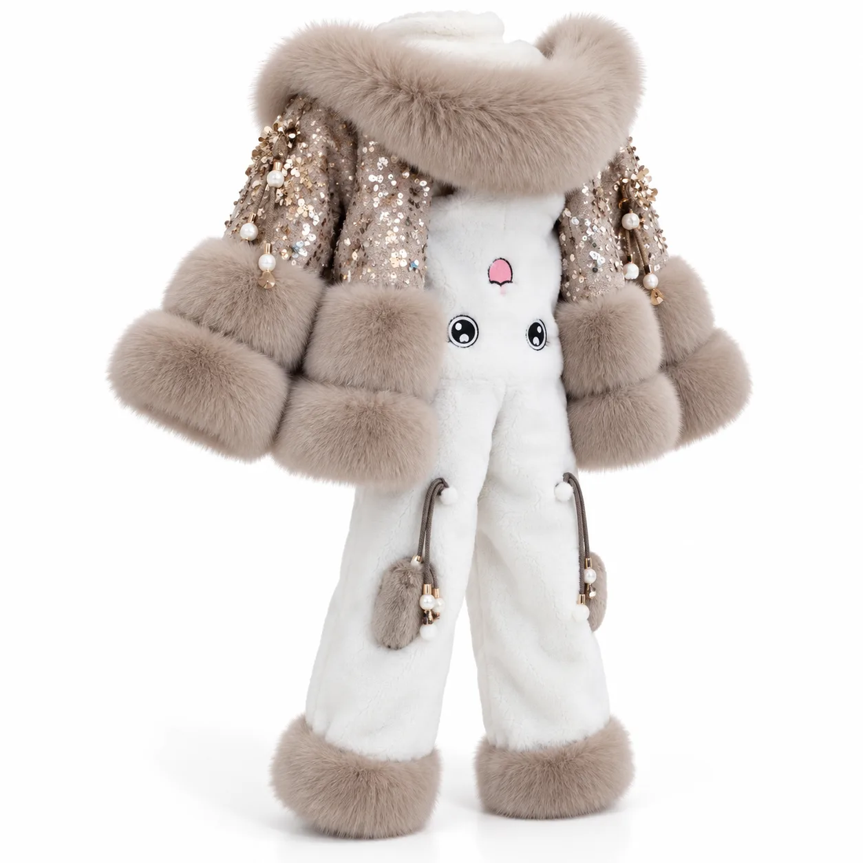 Women’s Luxury Faux Fur Embellished Winter Jacket