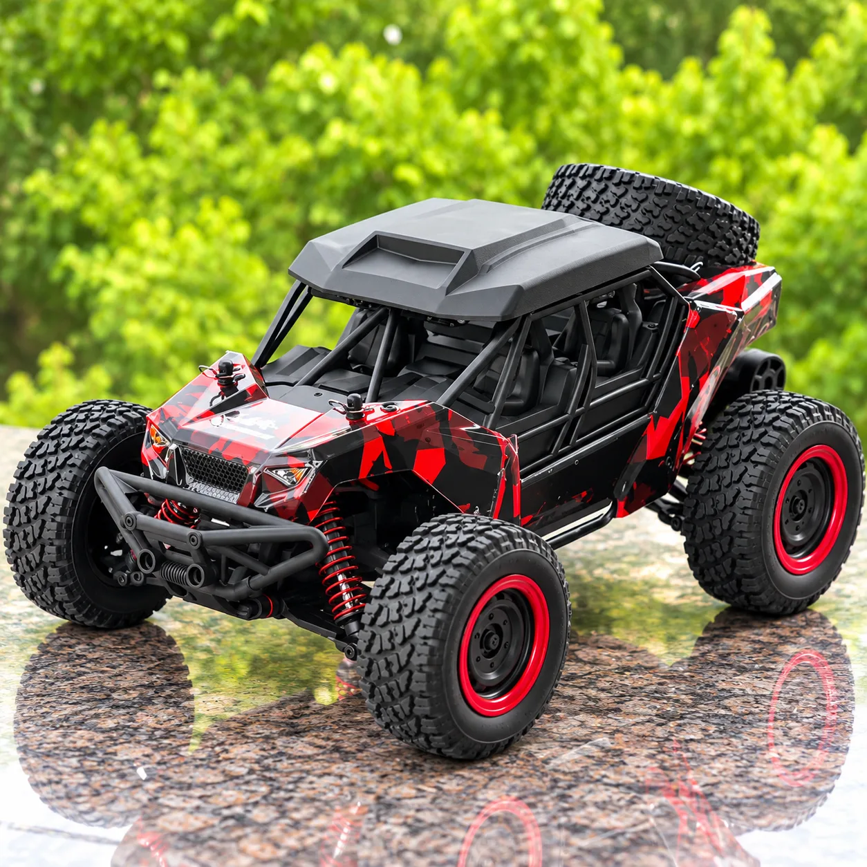Red & Black Extreme Off-Road RC Buggy with Roll Cage & Remote Control