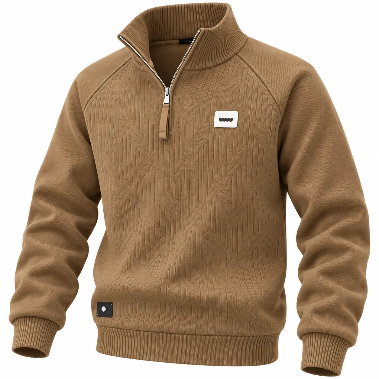 Men’s Brown Ribbed Knit Pullover Sweater