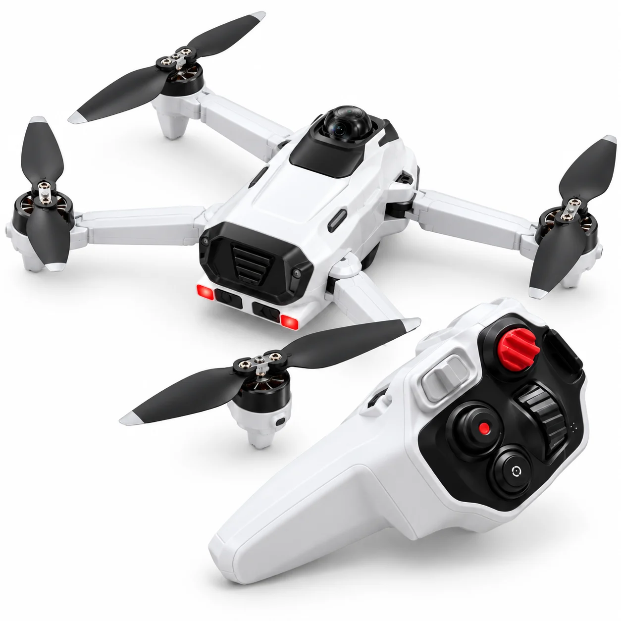 White & Grey RC Drone with Camera, LED Lights & Remote Control