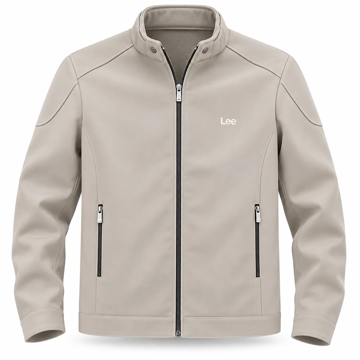 Men’s Beige Full-Zip Casual Jacket