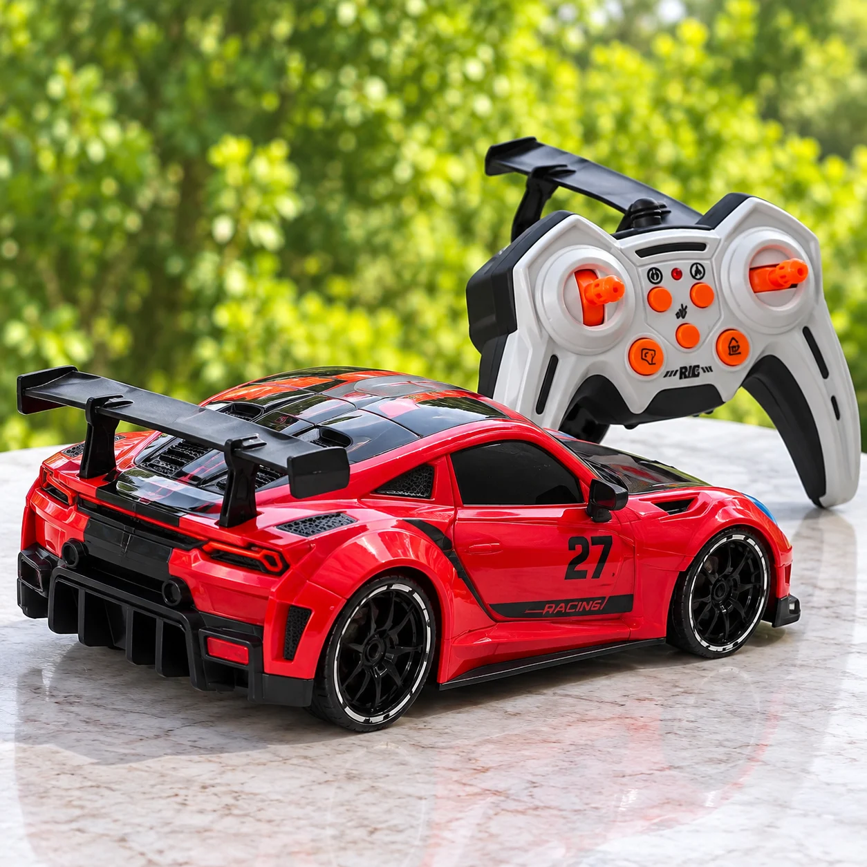 Red Supercar RC Toy with Racing Spoiler & Remote Control