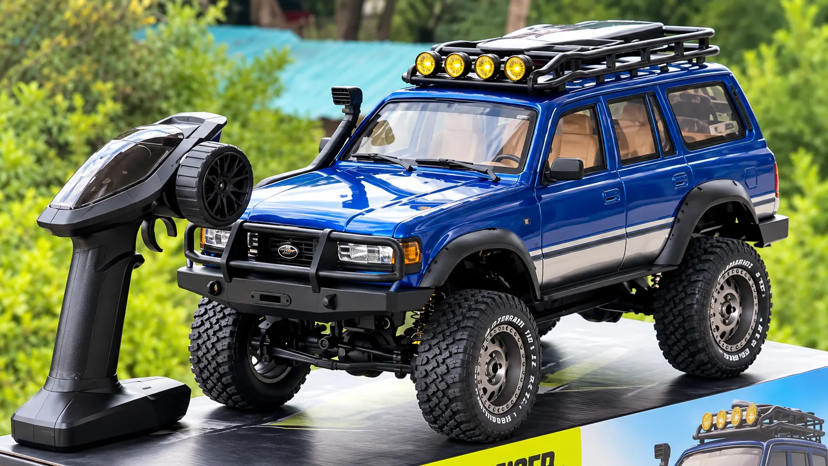 Blue Off-Road RC SUV with Roof Rack, Spare Wheel & Remote Control