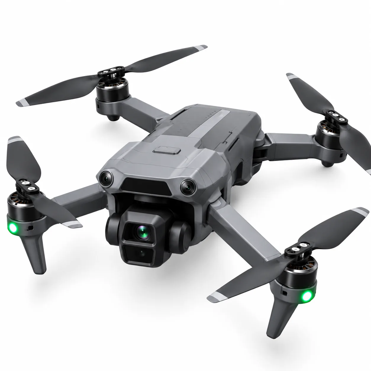Grey RC Drone with Camera & Green LED Lights
