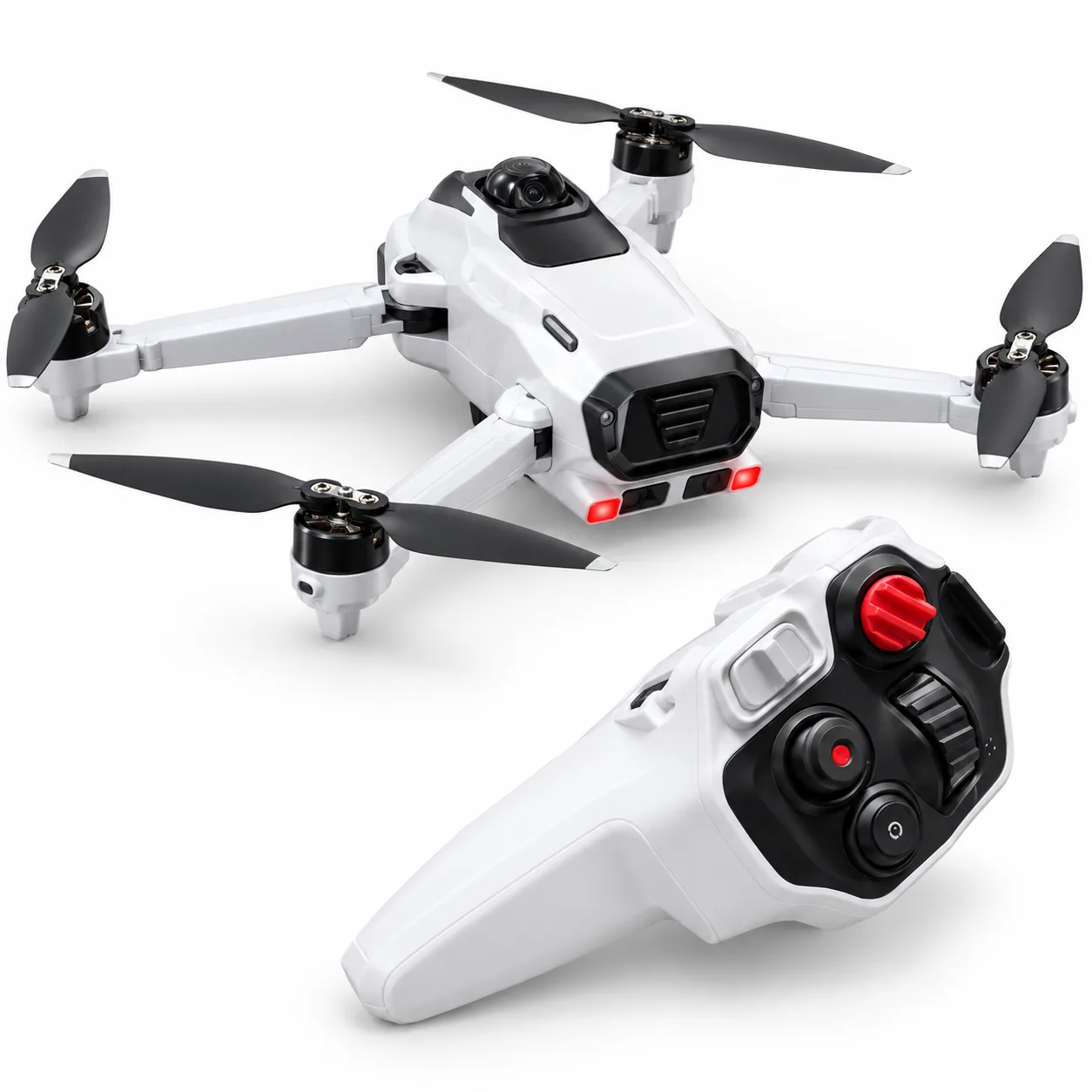 White & Grey RC Drone with Camera, LED Lights & Remote Control