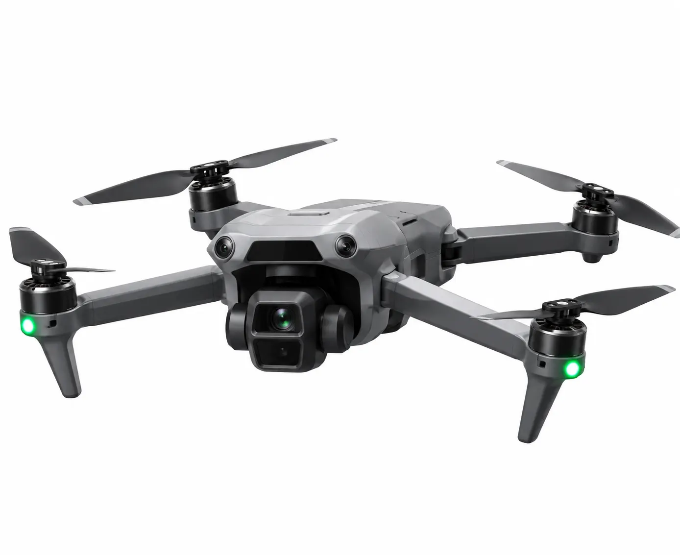 Grey RC Drone with Camera & Green LED Lights