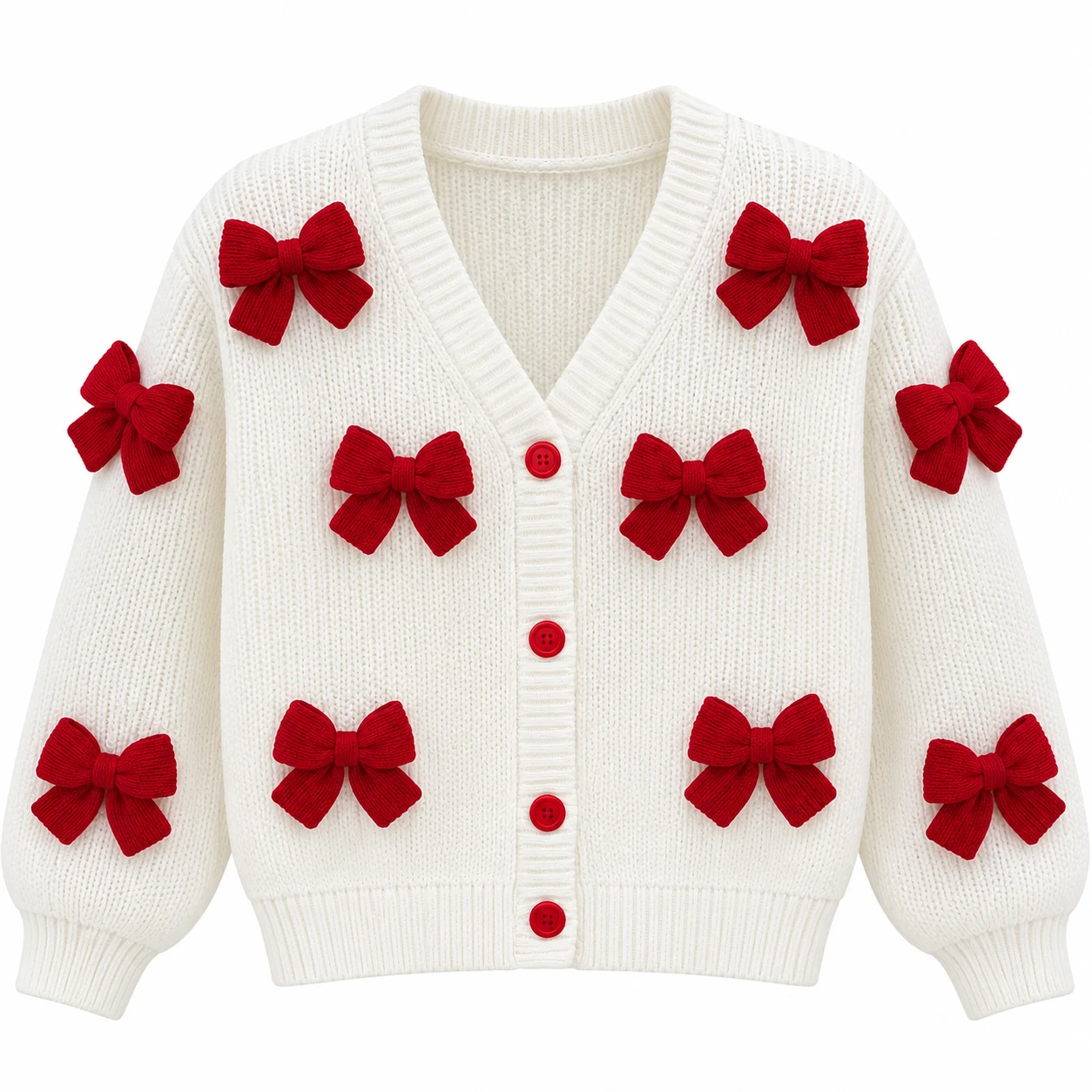 Women’s White Bow Detail Knitted Cardigan