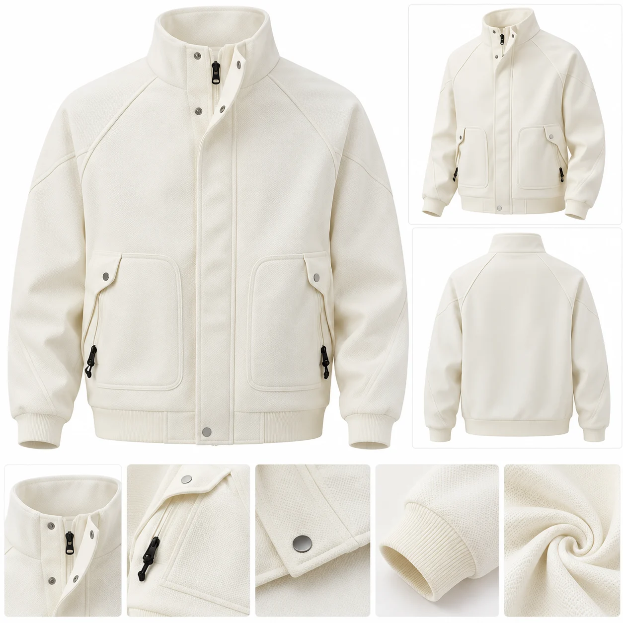 Men’s White Full-Zip Utility Jacket