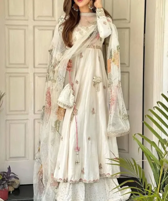Women's Embroidered Anarkali Suit Set with Dupatta