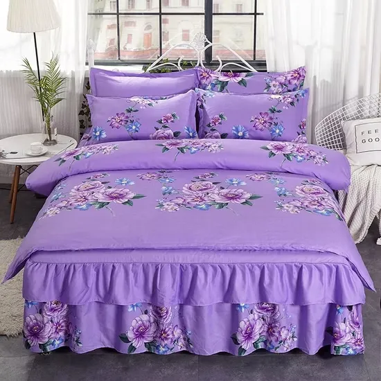 Luxury Floral Bed Sheet Set with Frill Skirt