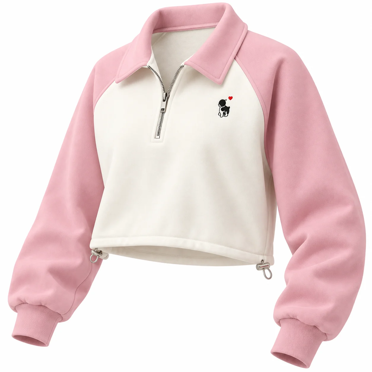 Women’s Pink & White Color-Block Half-Zip Sweatshirt