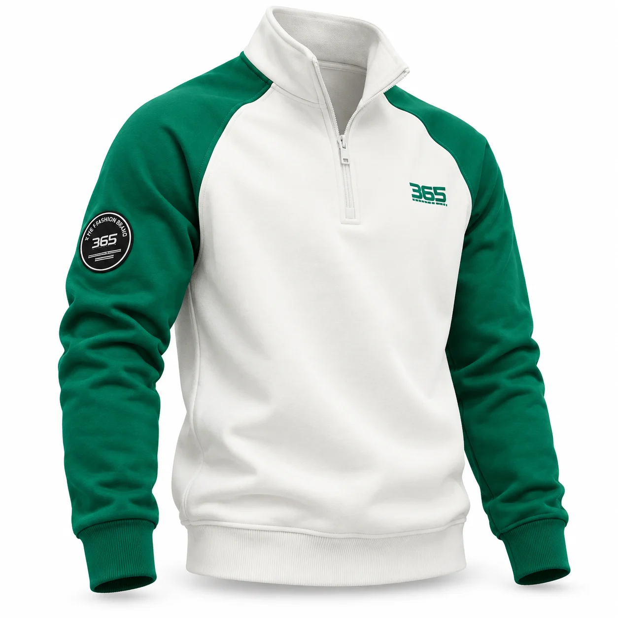 Men’s Green & White Half-Zip Sweatshirt