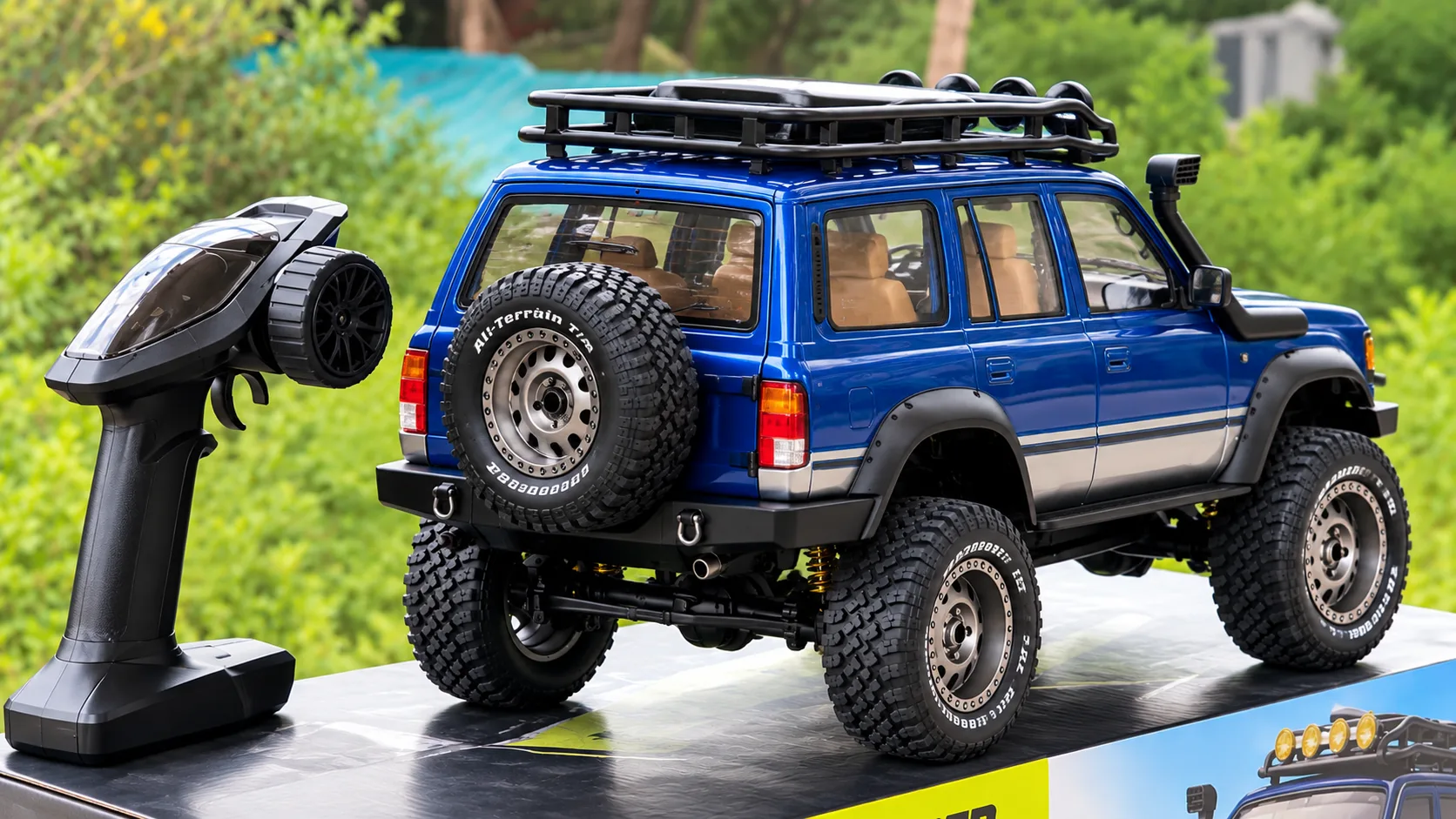 Blue Off-Road RC SUV with Roof Rack, Spare Wheel & Remote Control