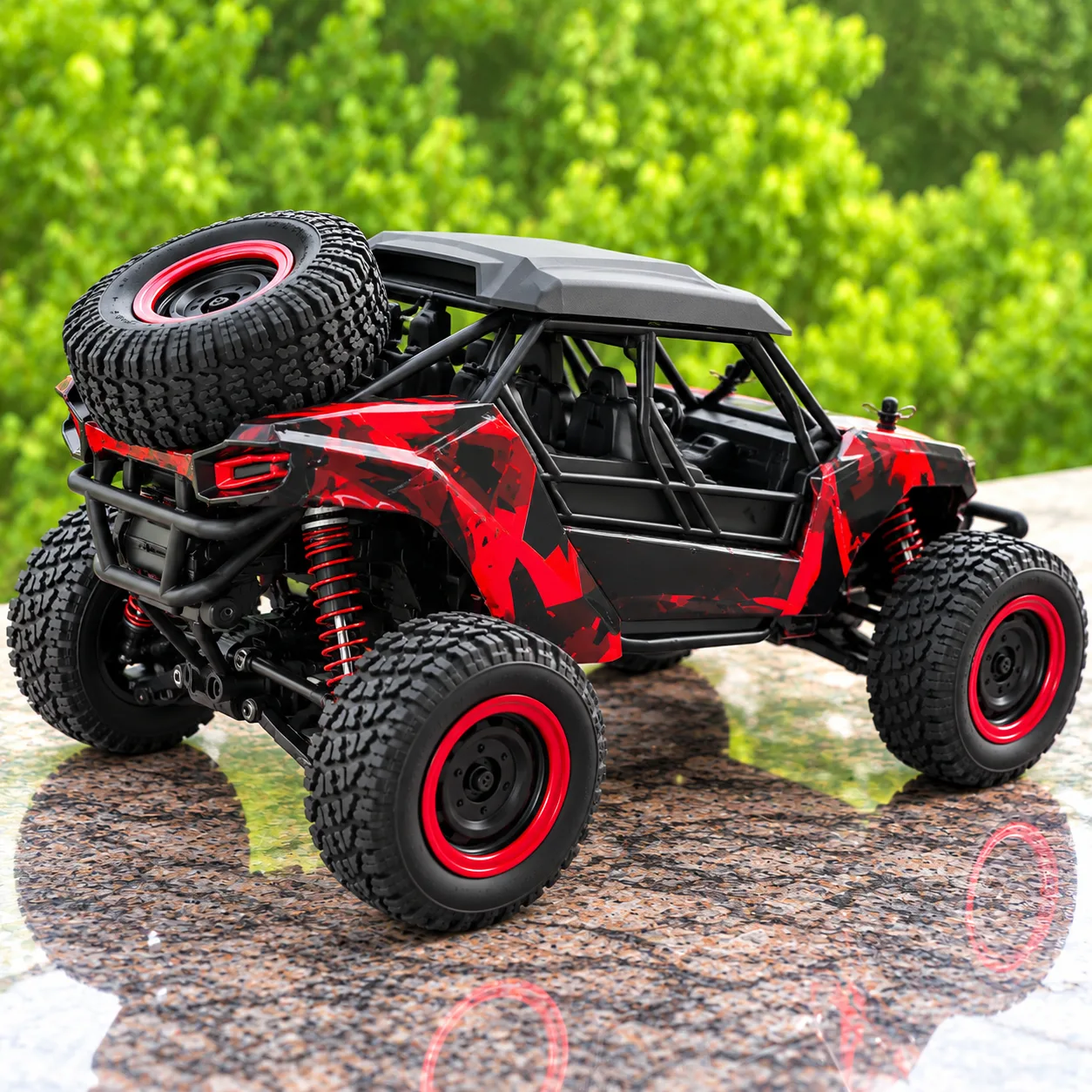 Red & Black Extreme Off-Road RC Buggy with Roll Cage & Remote Control
