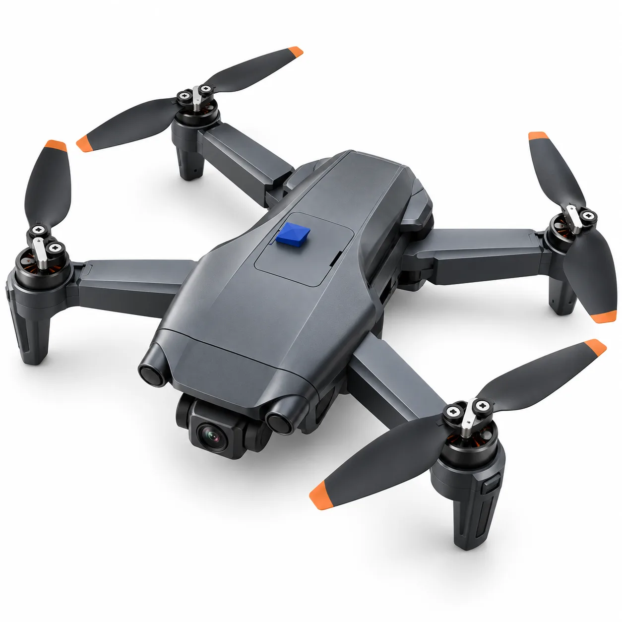Foldable Grey RC Drone with LED Lights & Remote Control