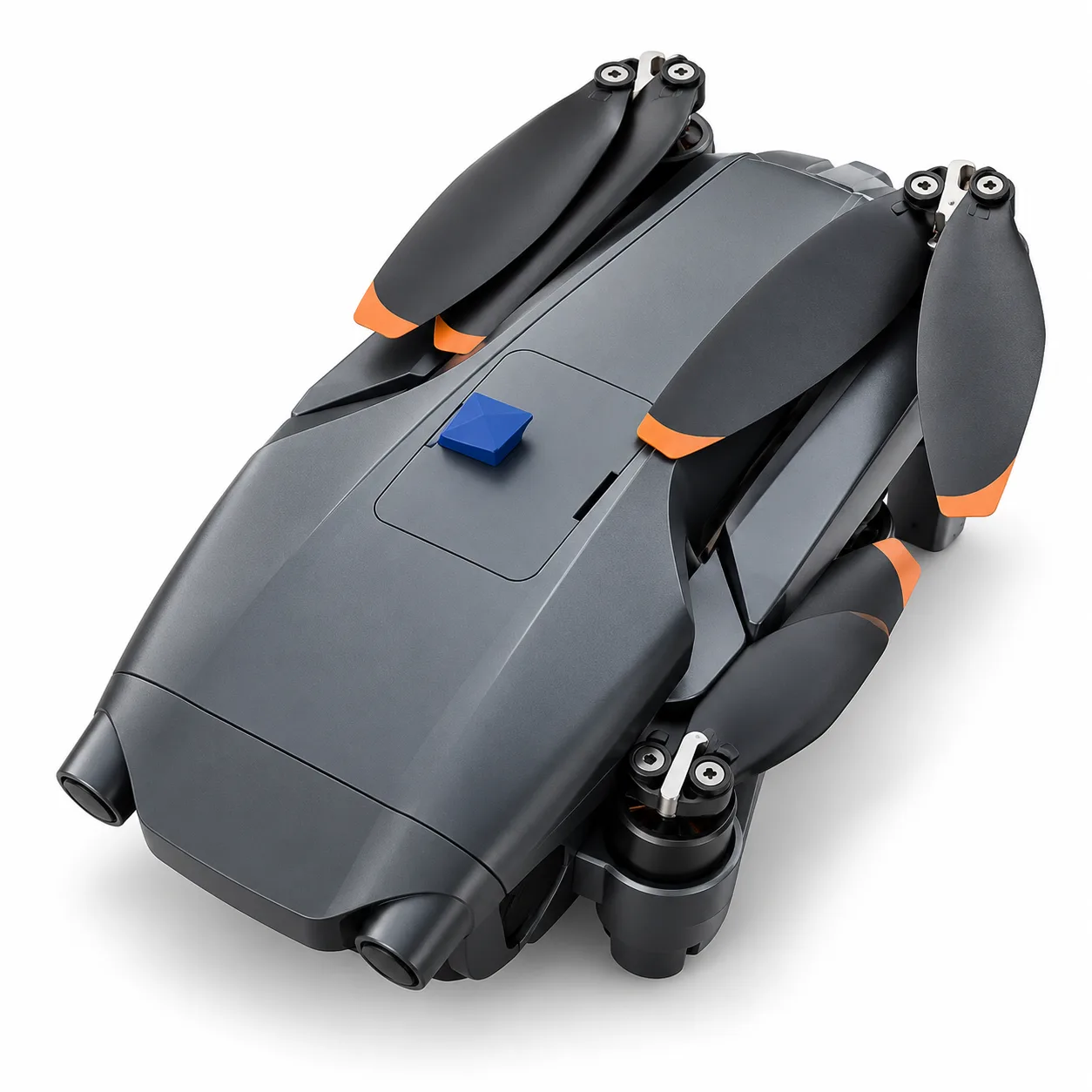 Foldable Grey RC Drone with LED Lights & Remote Control