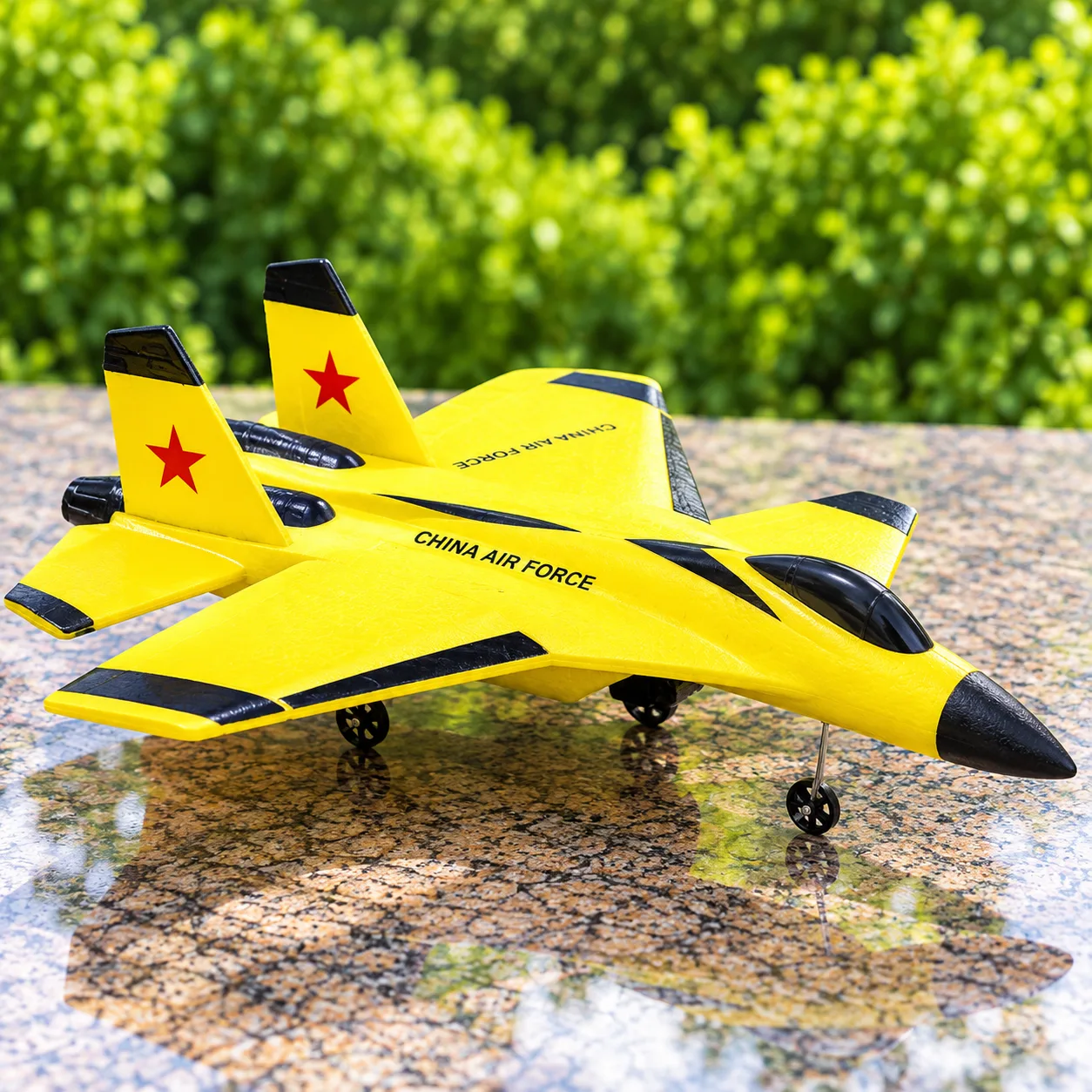 Yellow RC Fighter Jet with LED Lights & Remote Control