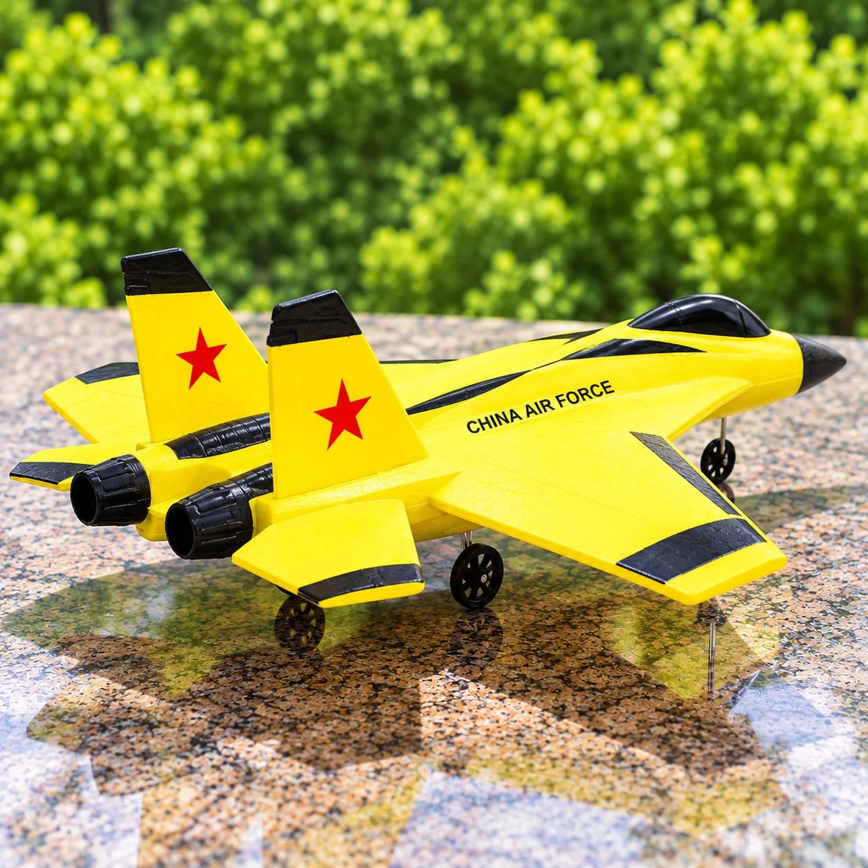 Yellow RC Fighter Jet with LED Lights & Remote Control