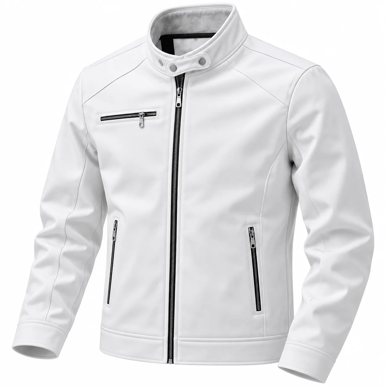 Men’s White Full-Zip Casual Jacket