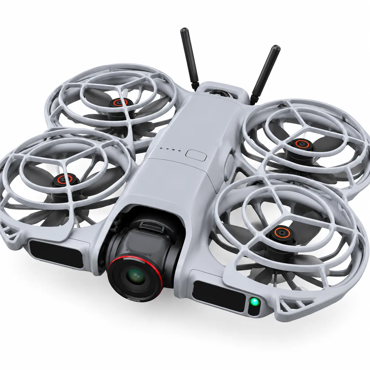 Grey Drone with Protective Propeller Guards, Camera & LED Lights