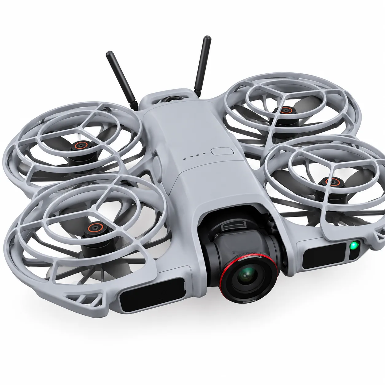 Grey Drone with Protective Propeller Guards, Camera & LED Lights
