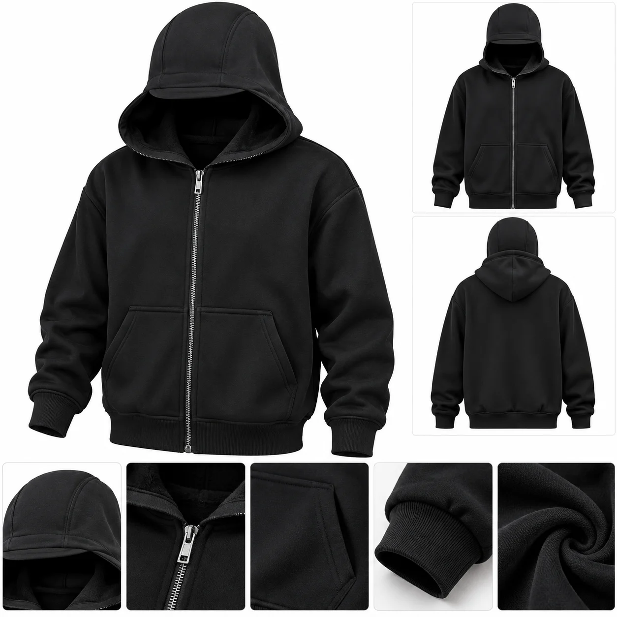 Men’s Black Full-Zip Hoodie Jacket