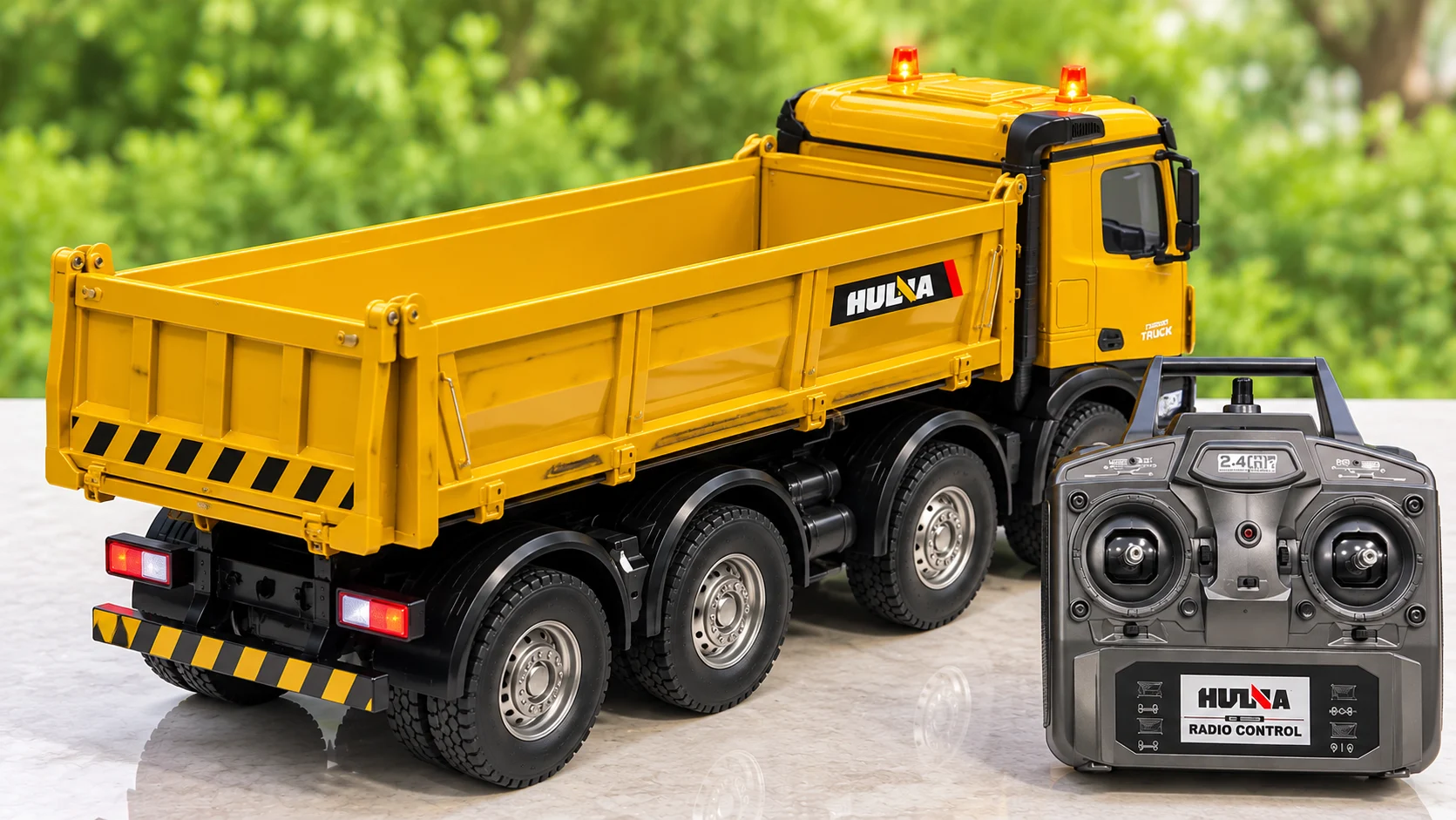 Yellow Heavy-Duty RC Dump Truck with Working-Style Bed & Remote Control