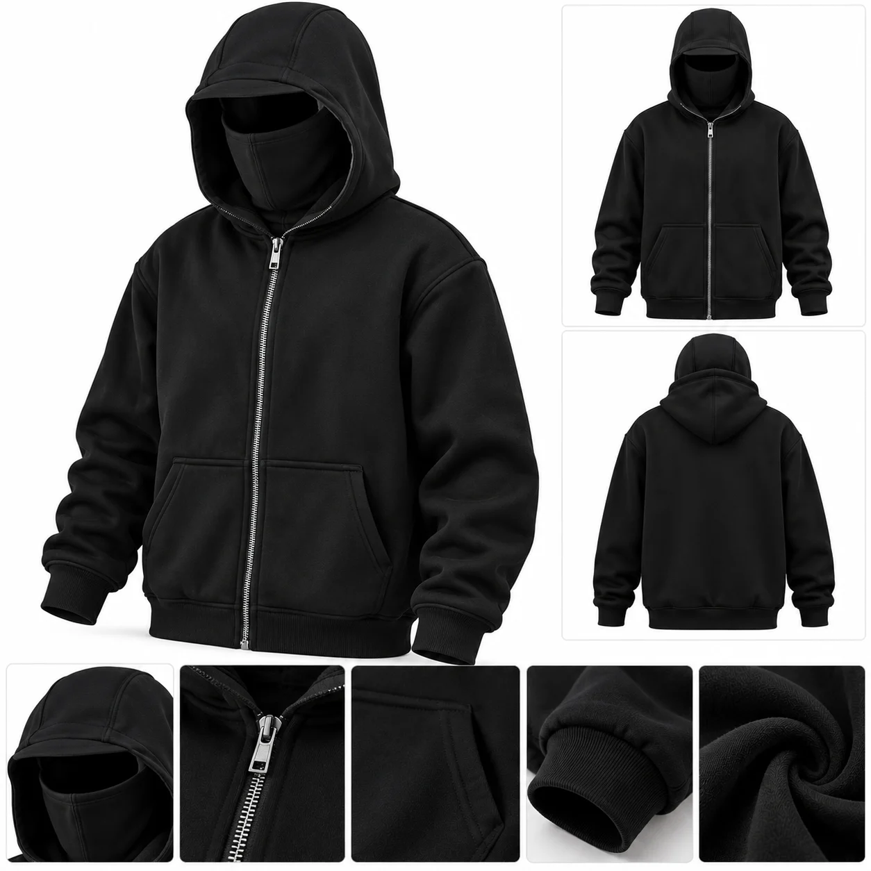 Men’s Black Full-Zip Hoodie Jacket