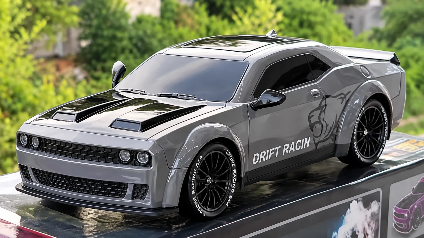 Grey Drift Racing RC Sports Car with Sleek Body & Remote Control
