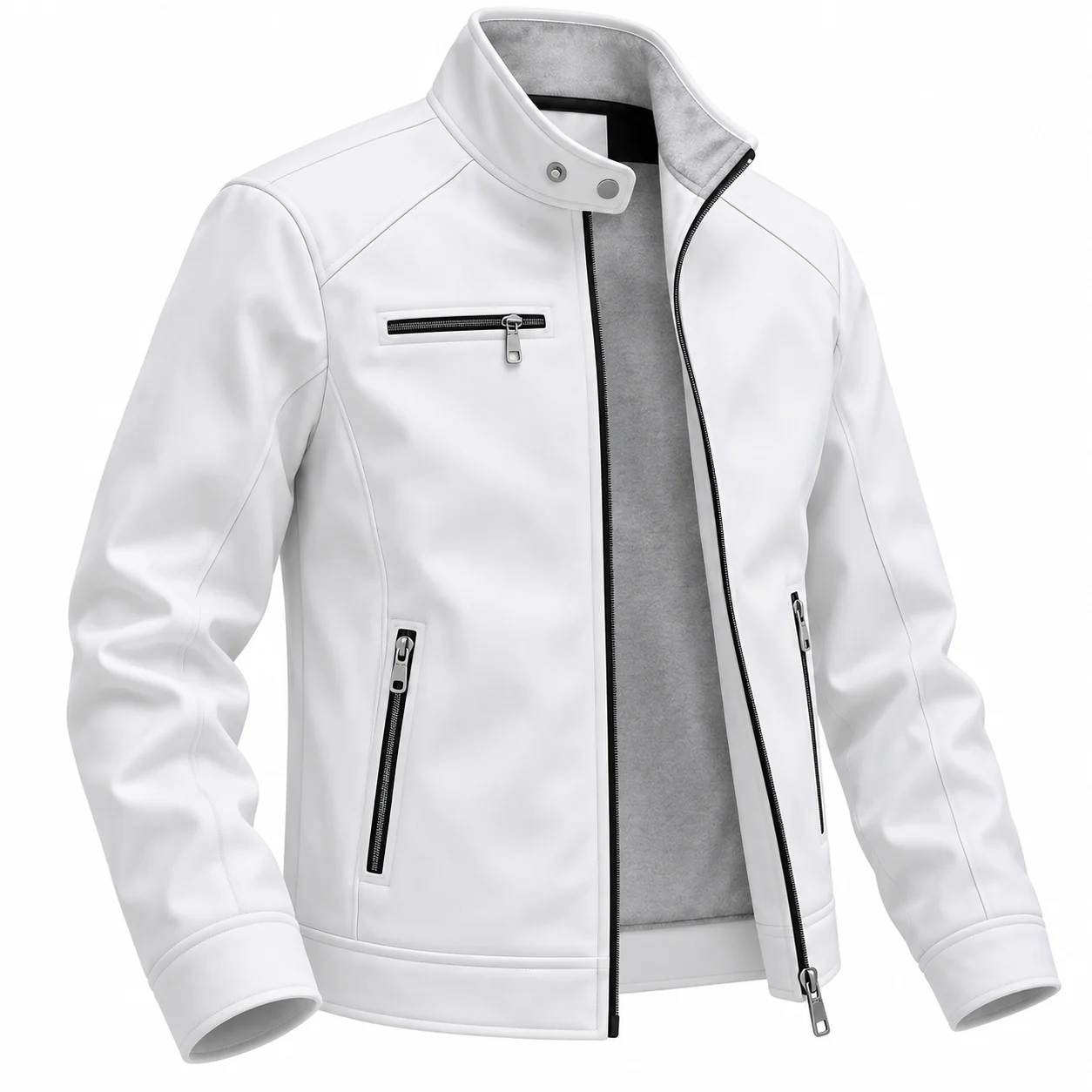 Men’s White Full-Zip Casual Jacket